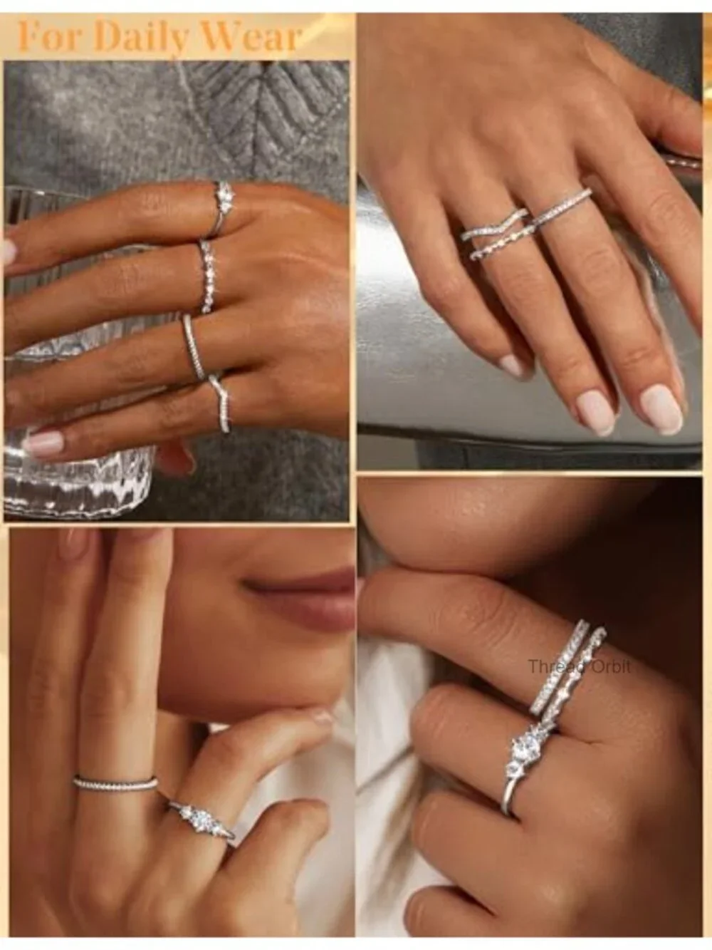 Stackable Rings for Women 14K Gold Plated Non Tarnish Cubic Zirconia Thumb Ring